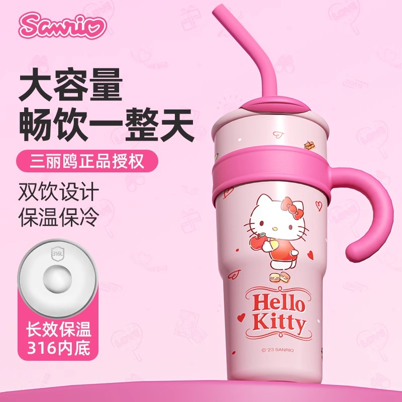 三丽鸥水杯2024新款女生冰霸杯巨无霸大号大容量吸管保温杯办公室