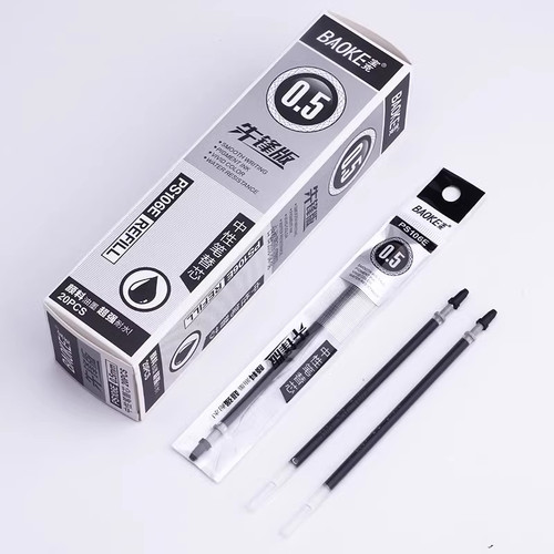 宝克中性笔替芯0.5mm/0.7mm/1.0mm子弹头黑色通用笔芯红色106E