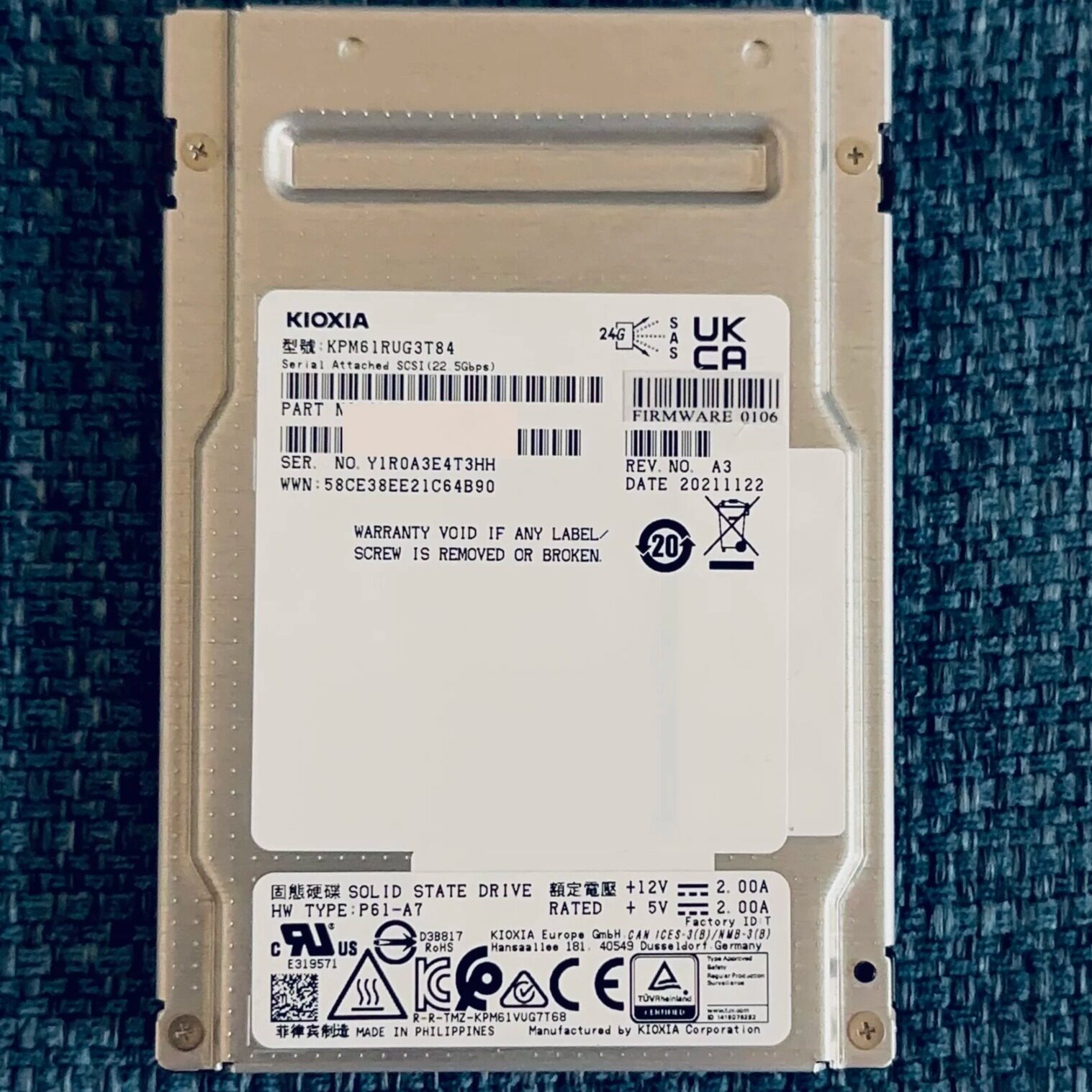 铠侠2.53.84TBSAS24GSAS