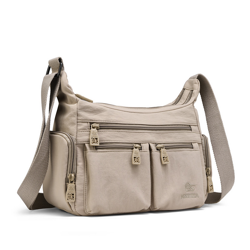 轻便尼龙布包女式单肩斜挎妈咪包新款简约洋气大容量外出通勤包包