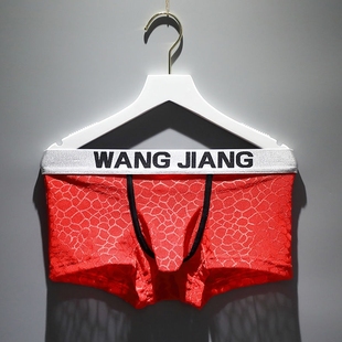 性感蕾丝大象内裤男士透明网孔透气两室一厅枪弹式分离平角裤紧身
