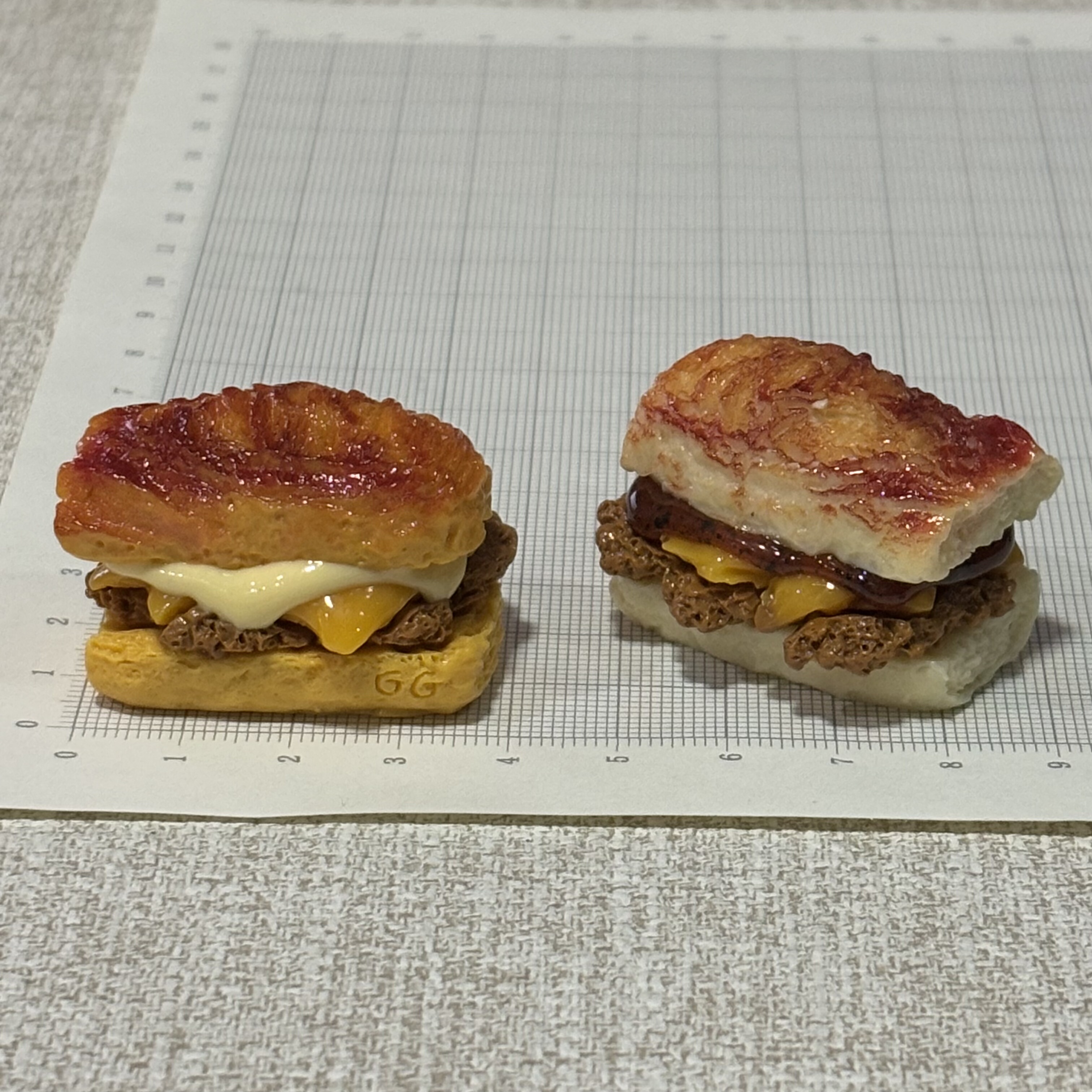 thumbnail for Today's new handmade hamburger plate, bread cake, food and play resin scrunchie, DIY accessories, cute customization