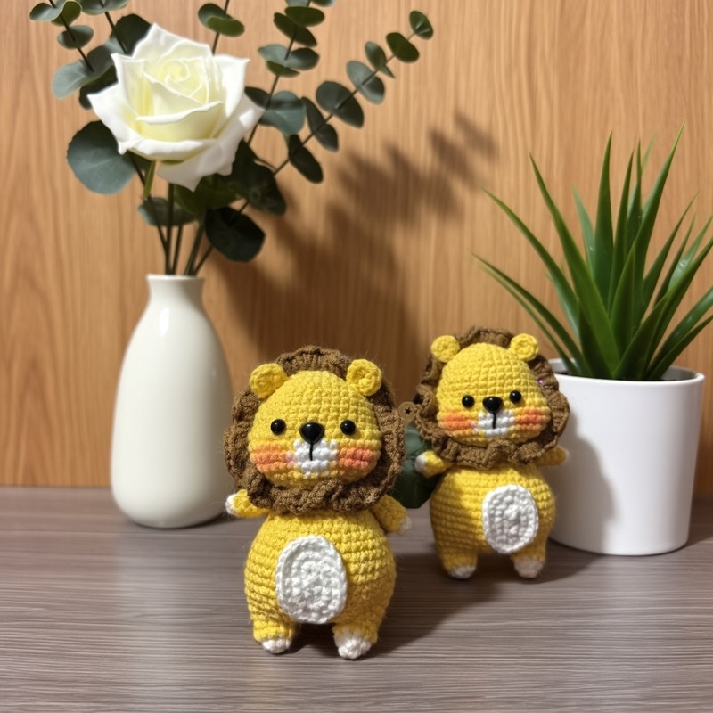 《成品》diy毛线钩针编织小狮子玩偶钥匙挂件摆件,服饰配件/皮带/帽子/围巾,DIY编织材料包,淘宝优惠券,粉丝福利购,淘宝优惠卷