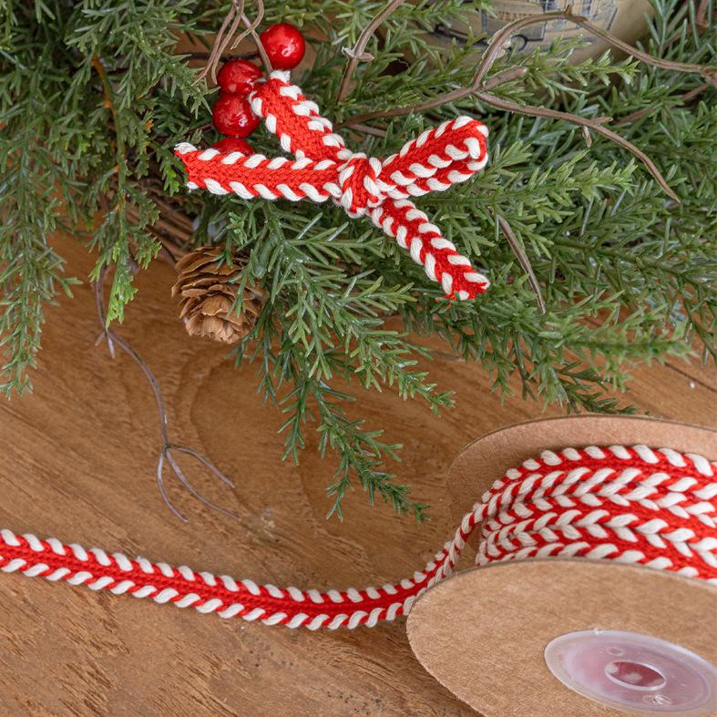 10码圣诞节缎带红色厚针织包装装饰丝带 diy麻绳波纹礼物包装绳子