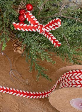 10码圣诞节缎带红色厚针织包装装饰丝带 diy麻绳波纹礼物包装绳子