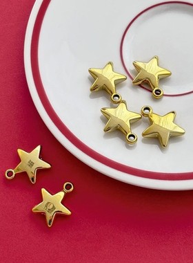 圣诞节金银色五角星 星星带孔吊坠挂件坠子diy礼物包装配件吊牌