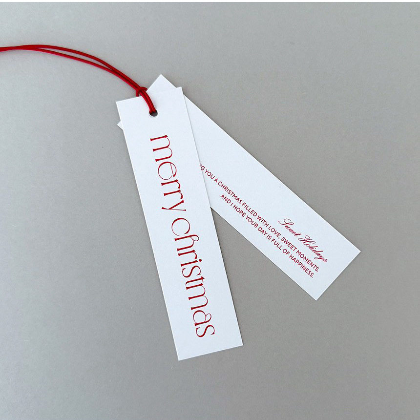 圣诞节吊牌100片长条diy礼物包装吊卡烘焙包装挂牌标签红色小卡片
