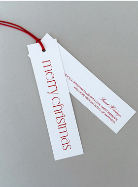 圣诞节吊牌100片长条diy礼物包装吊卡烘焙包装挂牌标签红色小卡片