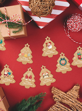 新款 牛皮纸树吊牌小挂件礼物包装盒装饰圣诞老人贺卡/卡片情人节