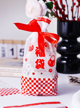 马年福袋新年红色抽绳礼物包装袋子带抽绳曲奇饼干糖果烘焙点心袋