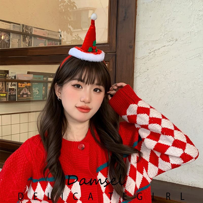 圣诞节头饰可爱红色圣诞帽子发箍