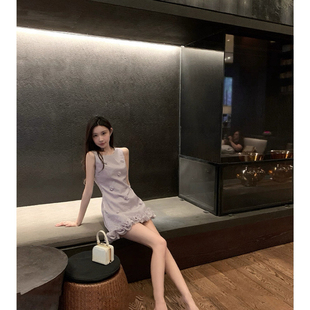 连衣裙 MEI 配 温柔千金风气质立体花朵无袖 怦然心动法式 美姿