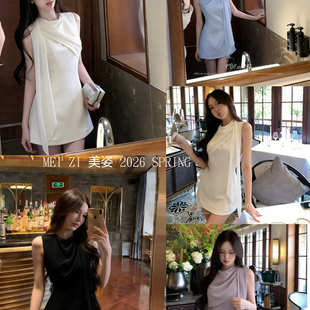 美姿 矜贵千金26年夏上新氛围感高品质温柔千金飘带显瘦连 MEI