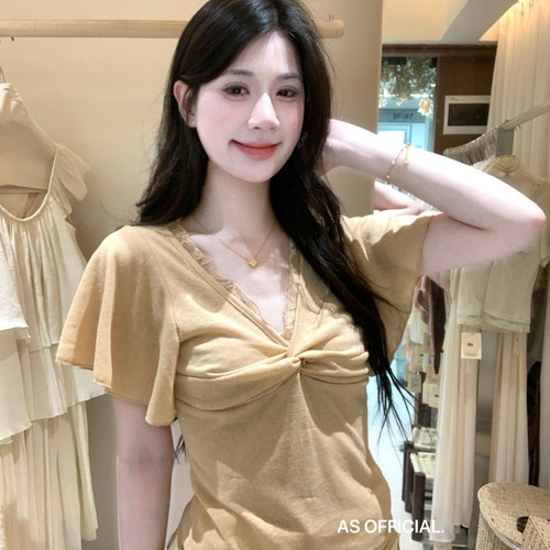AS OFFICIAL-心动猎手嗲味本命温柔超标欲欲蕾丝V领扭结设计28130
