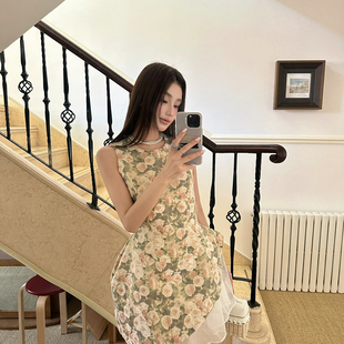 AIALA LUMENA-26年夏上新赫本风收定制印花优雅背心裙连衣L20757