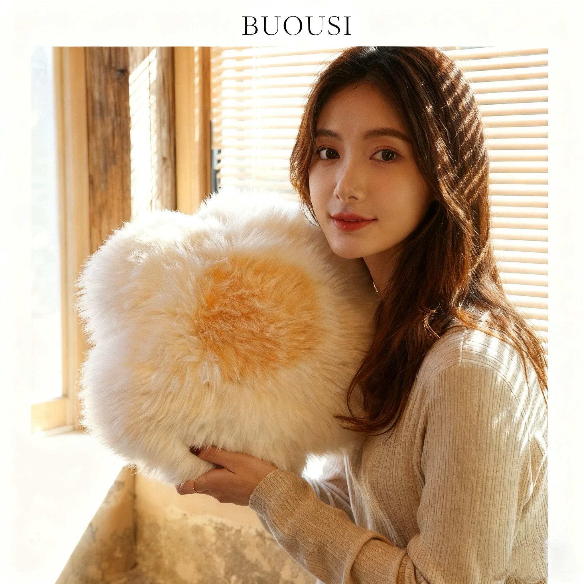 澳洲羊毛皮毛一体抱枕沙发客厅靠垫床头靠枕办公室坐垫毛绒抱枕