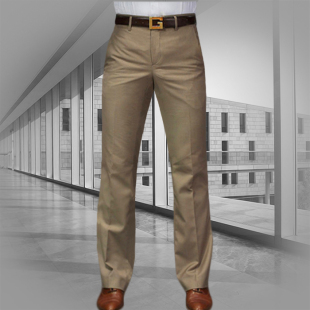 中年商务免烫长裤 春夏喇叭裤 直筒微喇叭裤 卡其色阔腿休闲西裤 男士
