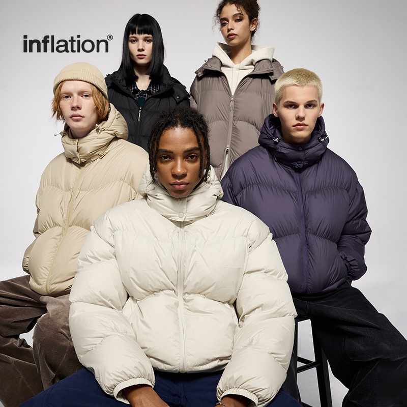 inflation轻薄便携泡芙羽绒服2025秋冬新品90绒纯色连帽宽松外套