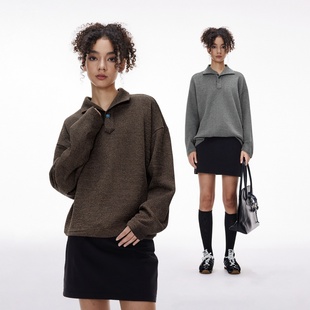 inflation 老钱风意式一片领Polo衫25冬新品宽松休闲翻领长袖T恤