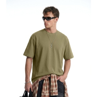 inflation美式150G氢气立体裁剪T恤2026春夏跨境宽松纯色短袖上衣