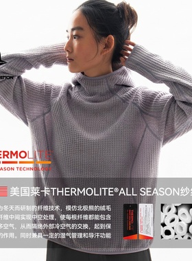 美式街头Thermolite空气绒连帽卫衣男女2025秋冬潮牌运动保暖帽衫