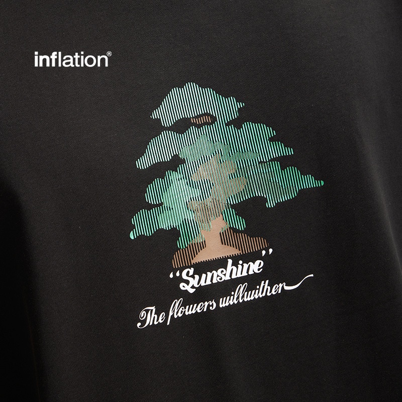 inflation 265G森系幻彩厚板印花T恤25夏美式重磅宽松休闲短袖
