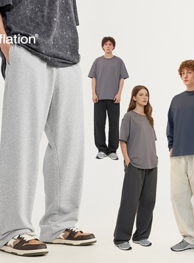 inflation美式复古445g重磅运动卫裤新品潮宽松日常休闲直筒长裤