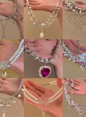 镶钻花朵水滴吊坠珍珠项链女小众时尚设计锁骨链百搭气质轻奢饰品