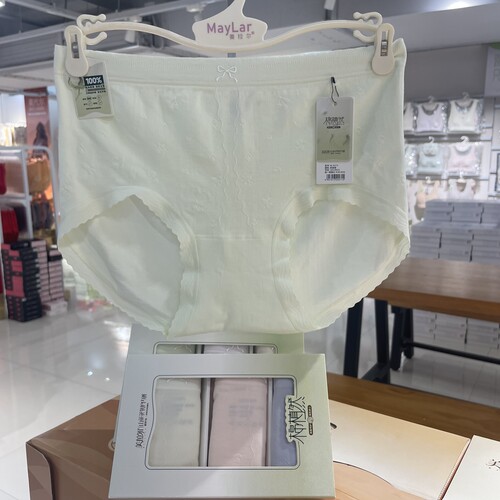 165/90三条盒装美拉尔莫棉提花柔润亲肤腰头软糯无压女内裤M-K271