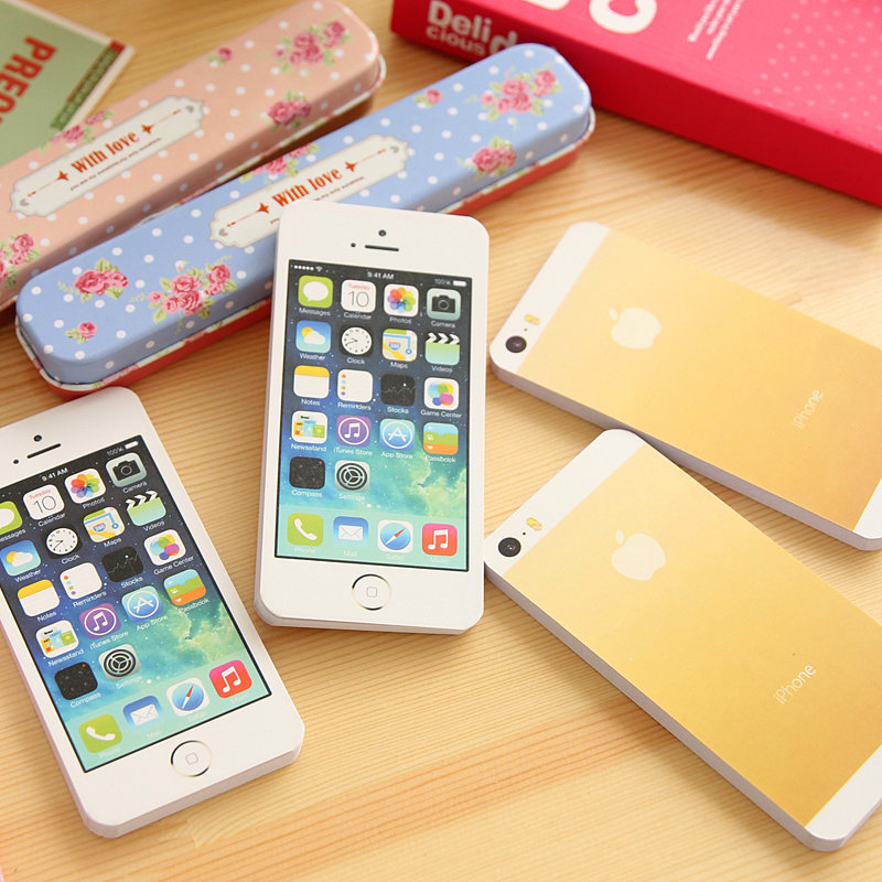 16本创意仿真苹果5s手机造型便签本可撕随身记事本办公学生文具