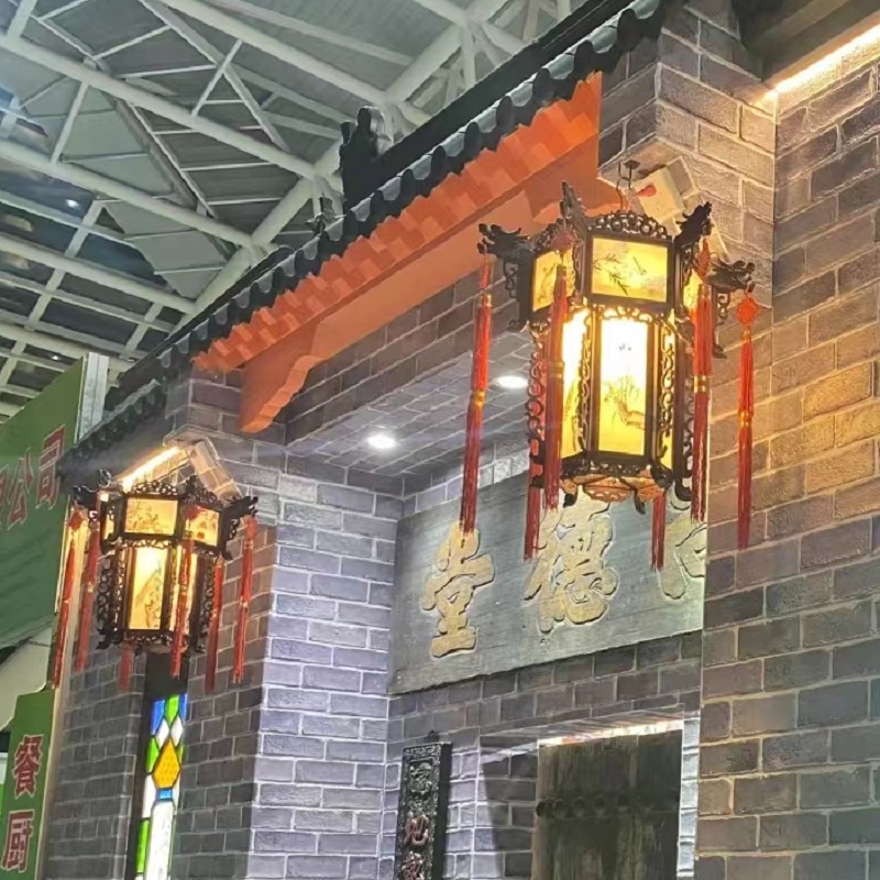 中式实木六角龙头宫灯寺庙仿古建筑国风走廊过道灯笼吊灯门头户外