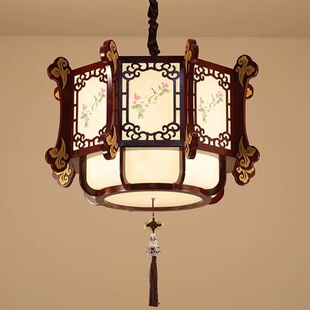 吊灯仿古包间餐饮店灯笼禅意茶室古典木艺八角吊灯具中国风 新中式