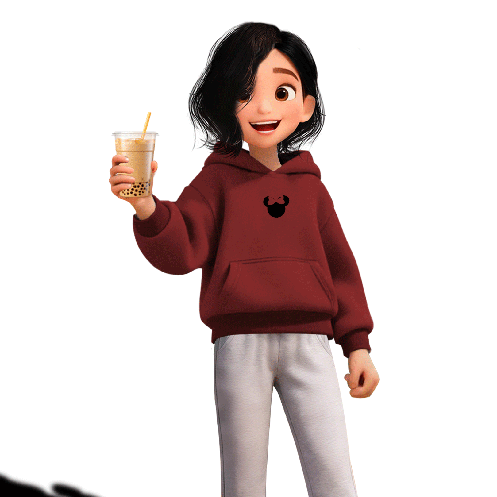 儿童连帽卫衣女童春秋落肩款宽松帽衫经典休闲长衫中大童上衣童装