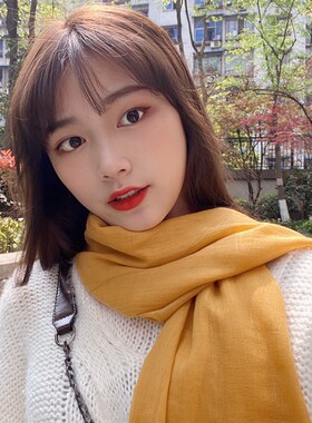 春秋冬季韩版女士纯色围巾丝巾