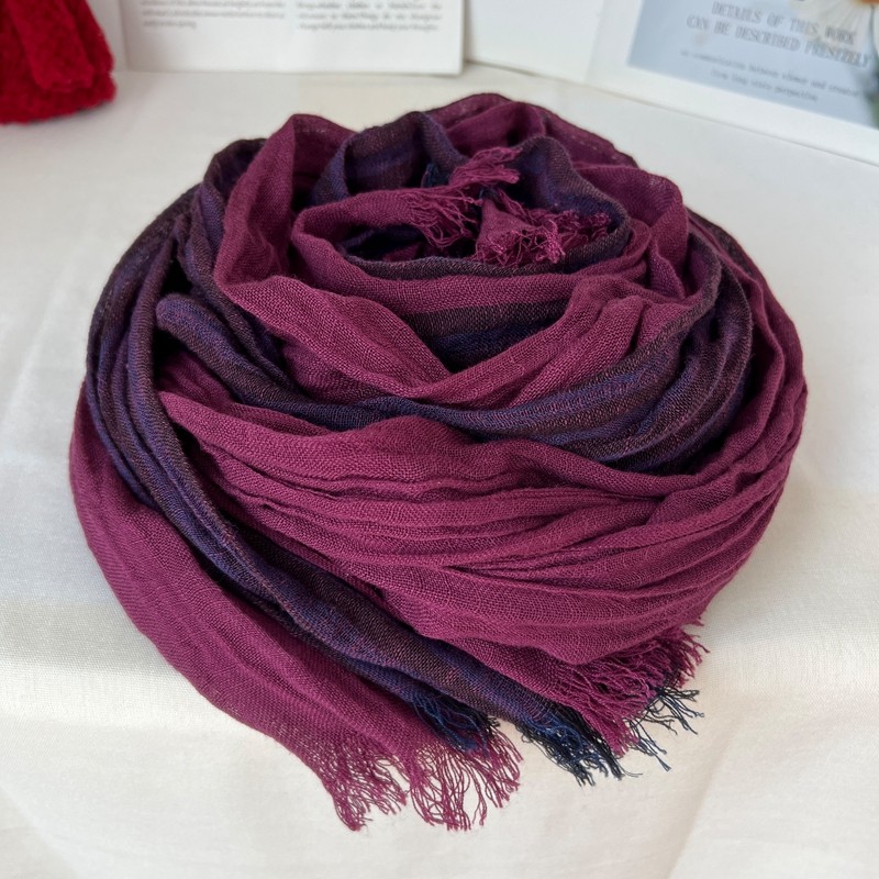 紫红拼色围巾女士薄款棉麻春秋冬季新款文艺褶皱保暖围脖亚麻丝巾,服饰配件/皮带/帽子/围巾,围巾/丝巾/披肩,淘宝优惠券,粉丝福利购,淘宝优惠卷