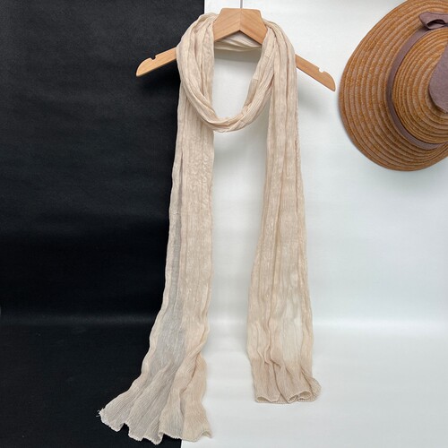 春秋夏季褶皱韩版女细长围巾丝巾