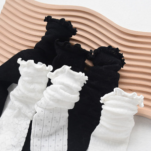 白色jk花边袜子女中筒袜夏季薄款ins潮防晒仙女黑色镂空蕾丝长筒