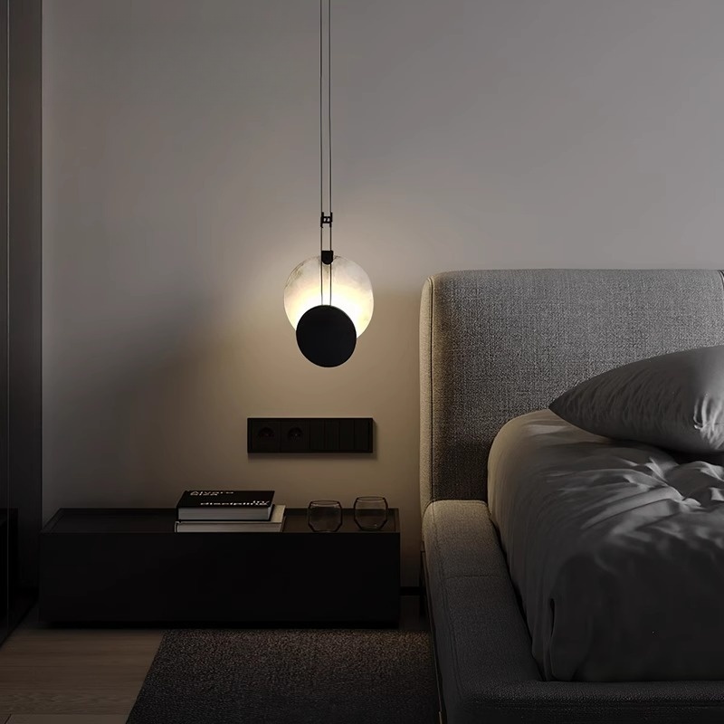 意大利云石小吊灯设计师款现代极简民宿咖啡厅卧室床头高级感灯具