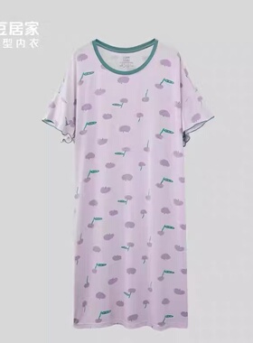 正品红豆女士50S莫代尔睡裙女款套头可外穿短袖夏季薄睡衣女3J316