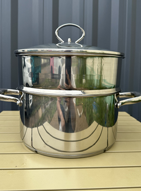 【微瑕捡漏】出美单304不锈钢蒸锅加厚汤锅24cm炖锅双耳煮面锅