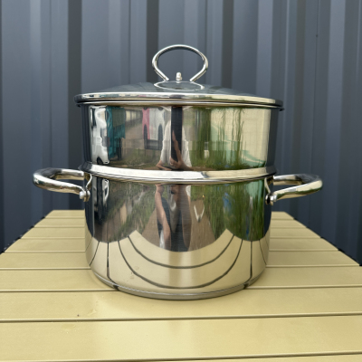 【微瑕捡漏】出美单304不锈钢蒸锅加厚汤锅24cm炖锅双耳煮面锅