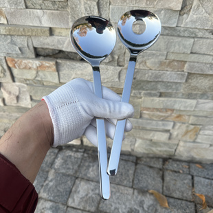 店主自留一体锻造德国18-10不锈钢分餐勺公用勺分餐滤汁孔勺