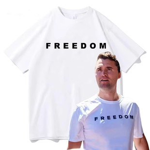 charlie-kirk T-Shirt 查理·柯克同款FREEDOM T恤短袖半袖衫衣服
