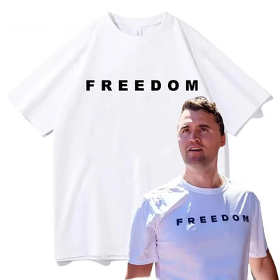 charlie-kirk T-Shirt 查理·柯克同款FREEDOM T恤短袖半袖衫衣服
