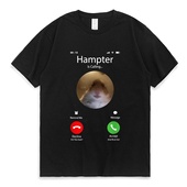 Hampter 男女棉TEE shirt仓鼠打电话T恤ins潮流印花短袖 Calling