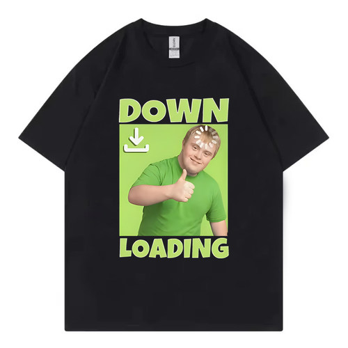 大脑加载中meme表情包T恤恶搞down loading趣味印花宽松短袖男女