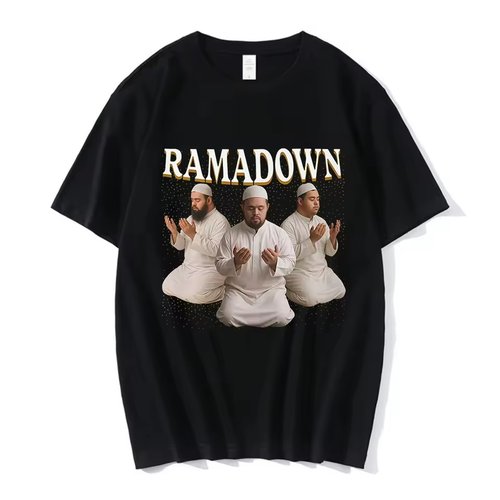 Ramadown down syndrome 时尚幽默原宿棉质休闲大号短袖T恤夏季