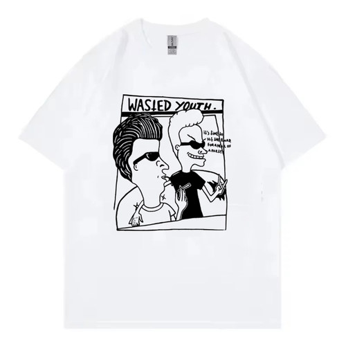 美式 Wasted Youth 瘪四与大头蛋T恤卡通漫画街头情侣纯棉短袖TEE