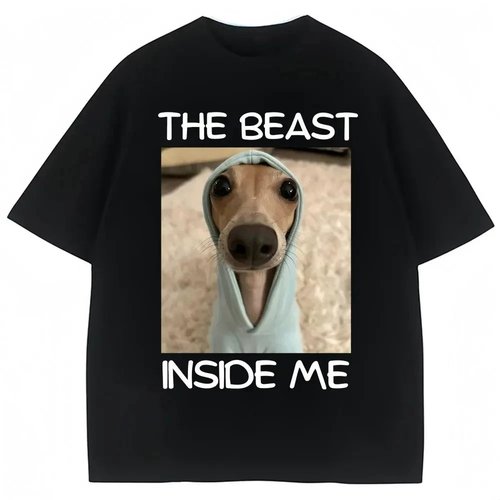 Funny Monster Dog T-shirt搞笑趣味创意狗狗休闲大码短袖T恤男女