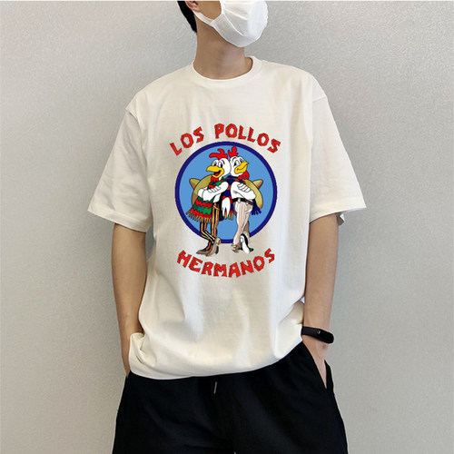 绝命毒师LOS POLLOS HERMANOS风骚律师美剧炸鸡叔短袖t恤棉男女夏